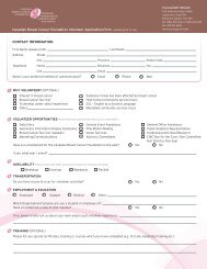 Canadian Breast Cancer Foundation Volunteer Application Form ...