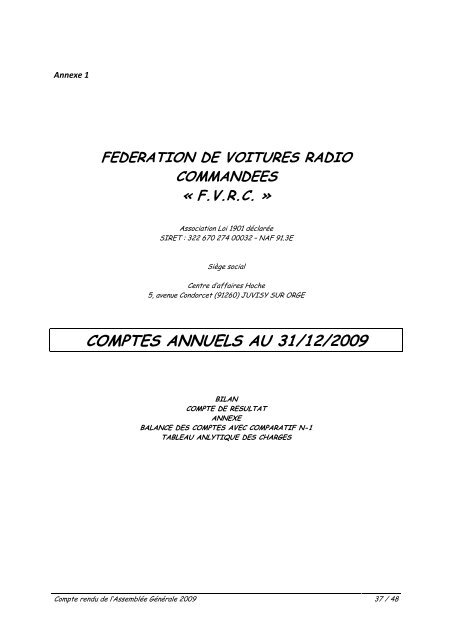 Compte rendu de l'AssemblÃ©e GÃ©nÃ©rale 2009 le 20 fÃ©vrier ... - FVRC