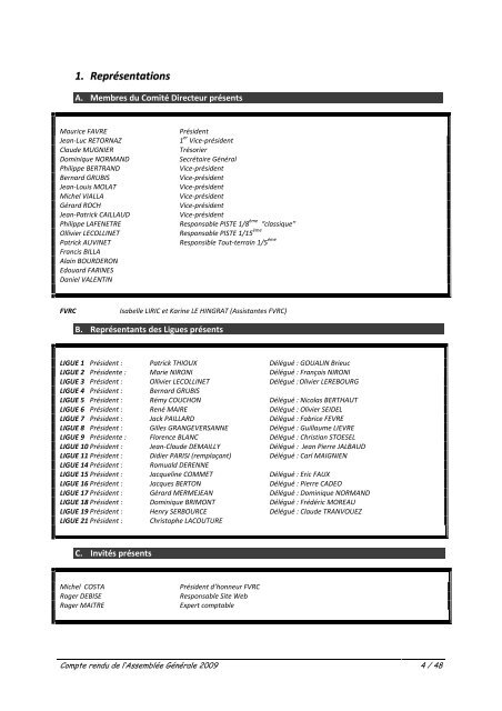 Compte rendu de l'AssemblÃ©e GÃ©nÃ©rale 2009 le 20 fÃ©vrier ... - FVRC