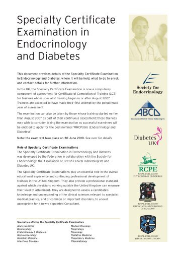 Specialty Certificate Examination in Endocrinology and Diabetes