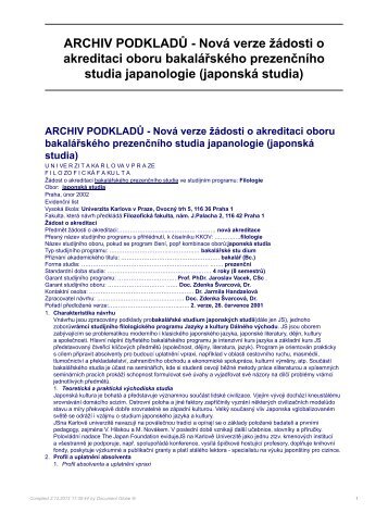 japonskÃ¡ studia - FilozofickÃ¡ fakulta - Univerzita Karlova