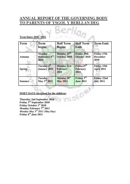 Appendix A - Ysgol y Berllan Deg