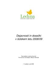 Dejavnosti in doseÅ¾ki v Å¡olskem letu 2008/09 - ledina