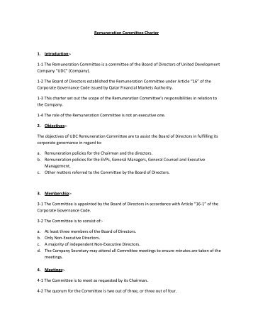 Remuneration Committee Charter - United Development Company