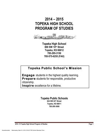Program of Studies - Topeka High School - Topeka Public Schools