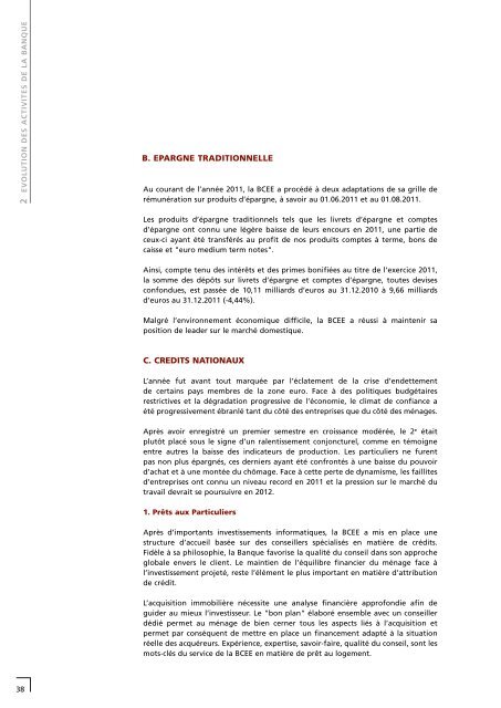 RAPPORTS ET BILAN 2011 - BCEE