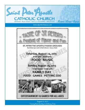 Bulletin - August 25, 2013 - Saint Peter The Apostle Catholic Church