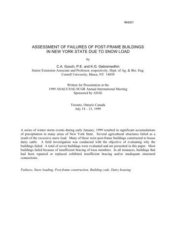 assessment of failures of post-frame buildings in new york state due ...