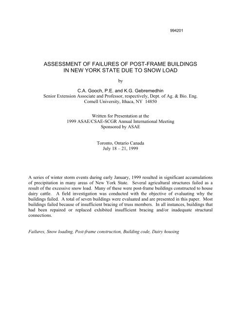 assessment of failures of post-frame buildings in new york state due ...