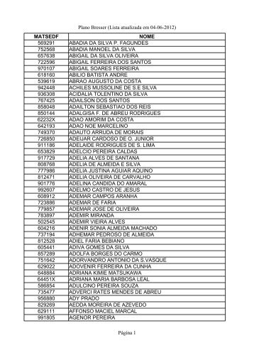 Plano Bresser (Lista atualizada em 04-06-2012 ... - SINPRO-DF