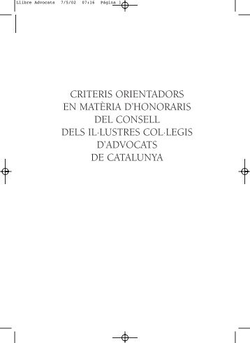 Criteris Orientadors d'Honoraris any 2002 - Consell dels Il·lustres ...