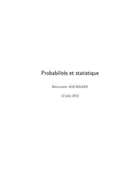 Probabilités et statistique - Cermics
