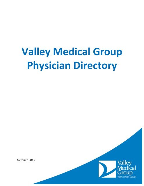 Valley Medical Group Physician Directory - Valley Hospital