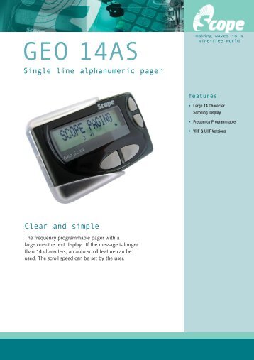 Scope GEO 14AS alphanumeric POCSAG pagers - Gould Electronics