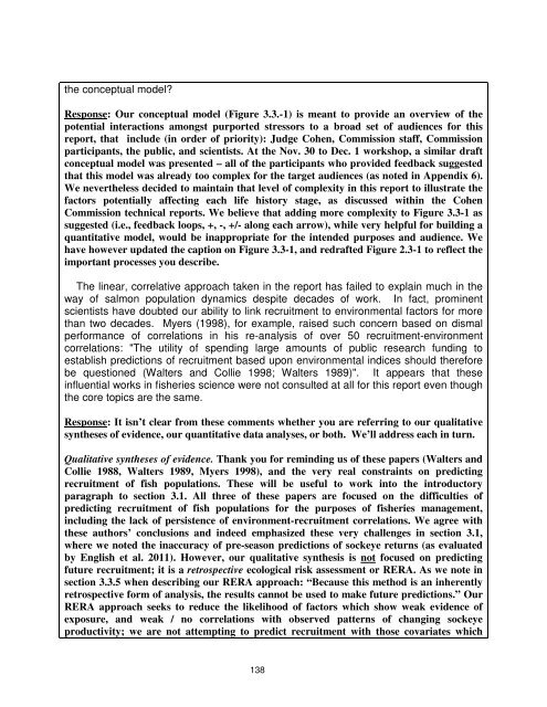 Fraser River sockeye salmon: data synthesis and cumulative impacts