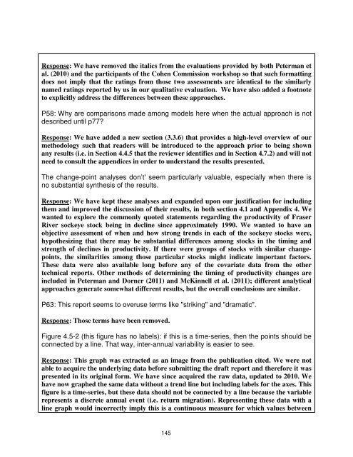 Fraser River sockeye salmon: data synthesis and cumulative impacts