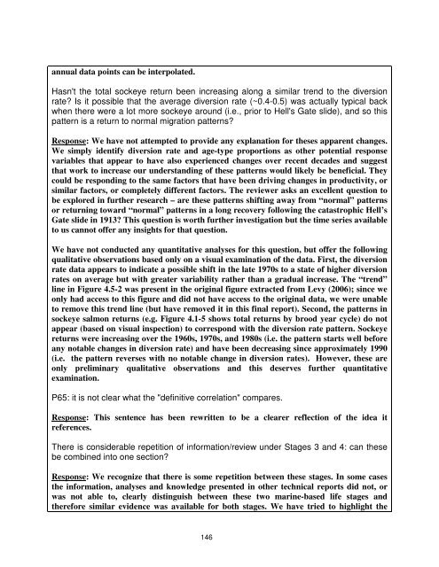 Fraser River sockeye salmon: data synthesis and cumulative impacts