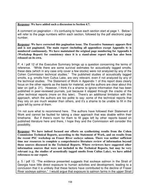 Fraser River sockeye salmon: data synthesis and cumulative impacts