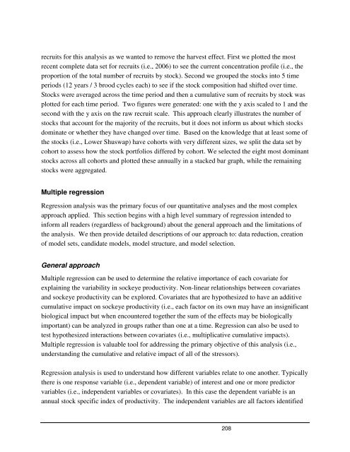 Fraser River sockeye salmon: data synthesis and cumulative impacts