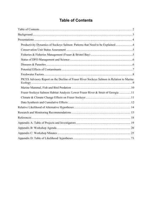 Fraser River sockeye salmon: data synthesis and cumulative impacts