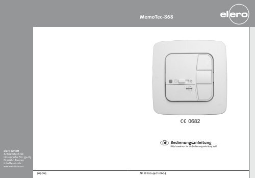 MemoTec-868 DE - elero Antriebstechnik