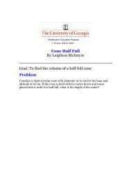 Cone Half Full By Leighton McIntyre Goal: To find the volume of a ...