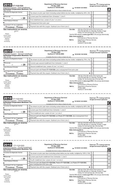CT-1120ES, Estimated Corporation Business Tax - CT.gov