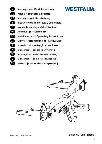 BMW X5 (E53), 2000 D Montage- und Betriebsanleitung NÃ¡vod k ...