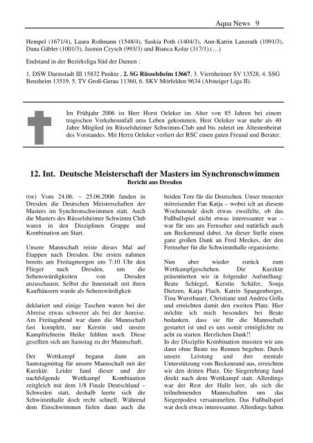 10 5 Kurzausgabe 2006 - RÃ¼sselsheimer Schwimm-Club 1954 eV