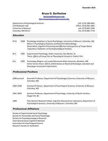 Folder IV: Complete Resume/CV - Social Cognitive Neuroscience ...