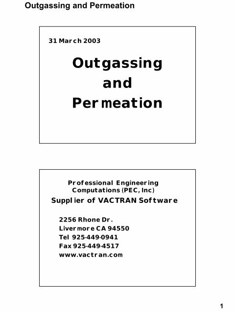 Outgassing and Permeation
