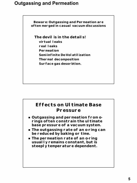 Outgassing and Permeation