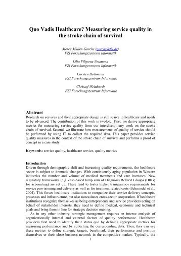 Measuring service quality in the stroke chain of survival