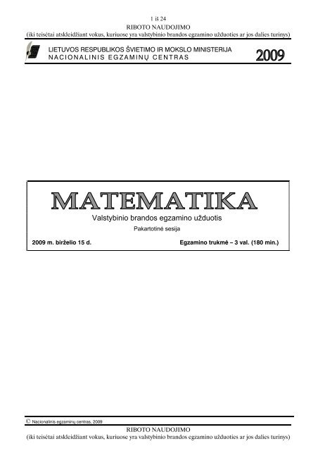 Valstybinio brandos egzamino uÅ¾duotis - Nacionalinis egzaminÅ³ ...