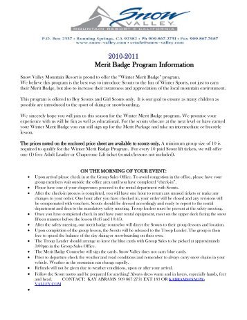 2010-2011 Merit Badge Program Information