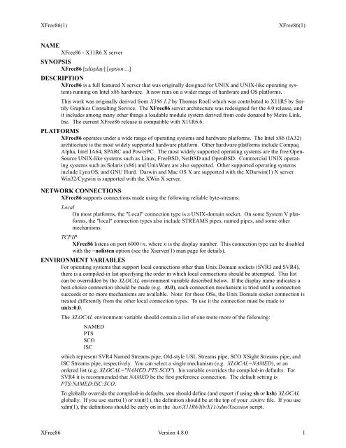 name synopsis description platforms network connections ...