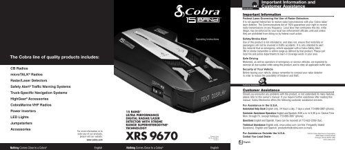 XRS 9670 Manual - Cobra Electronics