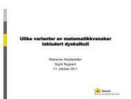 Ulike varianter av matematikkvansker inkludert dyskalkuli