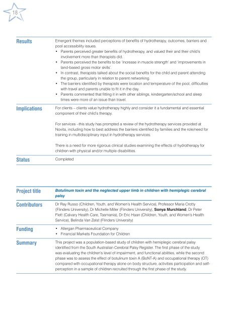 Novita Research Report - 2004 to 2007 - Novita Children's Services