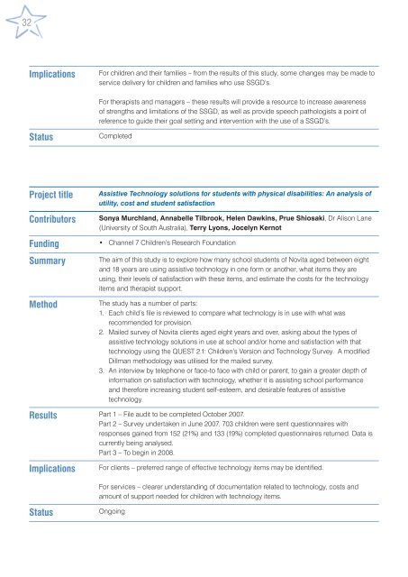 Novita Research Report - 2004 to 2007 - Novita Children's Services