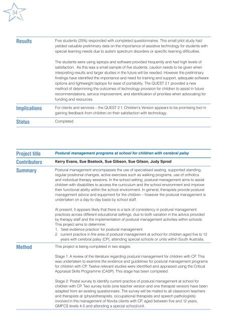 Novita Research Report - 2004 to 2007 - Novita Children's Services