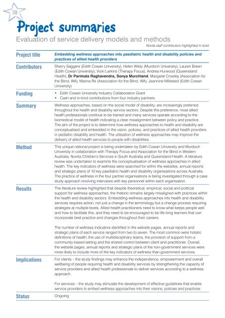 Novita Research Report - 2004 to 2007 - Novita Children's Services