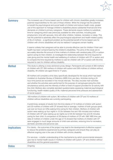 Novita Research Report - 2004 to 2007 - Novita Children's Services