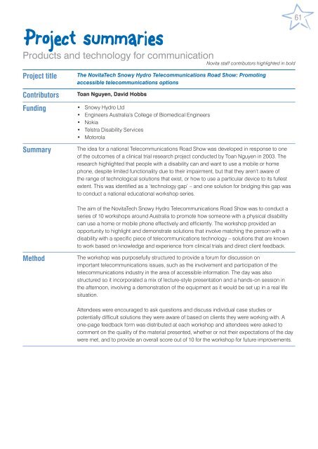 Novita Research Report - 2004 to 2007 - Novita Children's Services