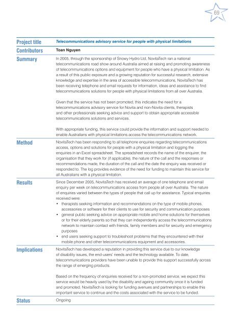 Novita Research Report - 2004 to 2007 - Novita Children's Services