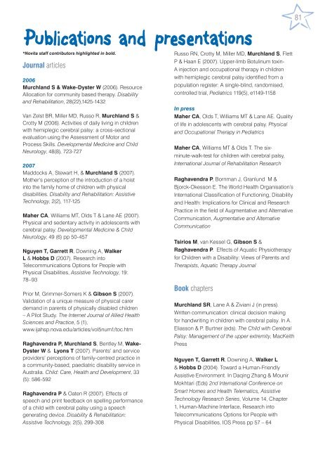 Novita Research Report - 2004 to 2007 - Novita Children's Services