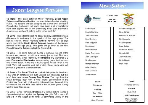 Premier - Super League Grand Finals booklet - Futsal4all - Futsal
