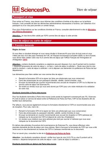 FLASH INFO CARTE DE SEJOUR - Sciences-Po International