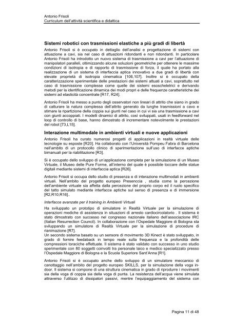 Antonio Frisoli Curriculum dell'attivitÃ  scientifica e didattica ... - Percro