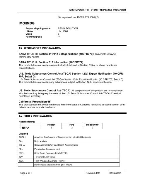 Shipley 1818 Photoresist